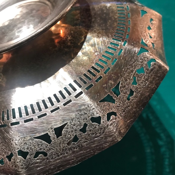 Apollo Sheffield Nickel Silver footed serving Tray with stationery handle #3204 - Picture 4 of 10